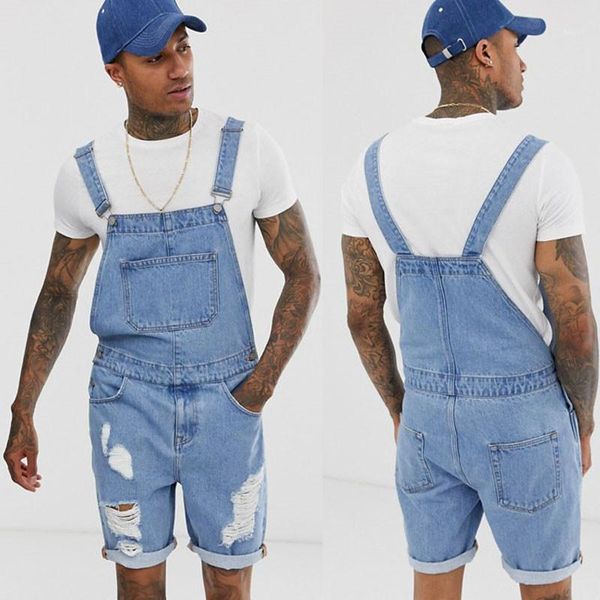 

denim shorts men 2019 summer new retro men's hole denim shorts one-piece workwear strap light blue more sizes s-xxxl1