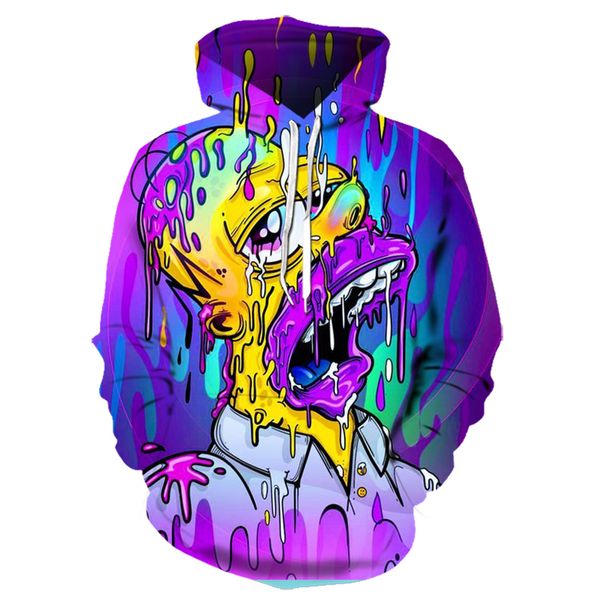 

simpson anime streetwear graffiti 3d hoodie print men / woman fall priny fashion hoodie смешная одежда sudadera hombre, Black