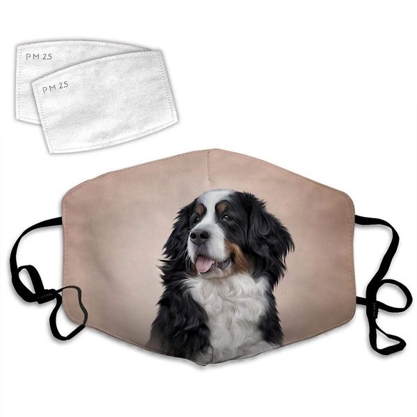 

drawing ber-nese mountain dog face mask reusable and 2 filters,mouth muffle anti-dust for unisex
