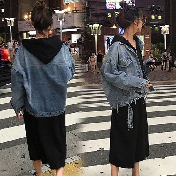 

2020 new style hong kong style net red dress dress with two piece hepburn light denim coat kqdob, Gray