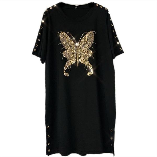 

женщины платья лета 2020 животных кролик печати платье rhinestone шаблон женщины с коротким рукавом черная бабочка hat qf664, Black;gray