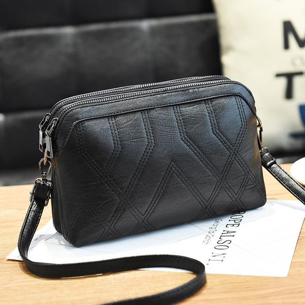 

barhee brand casual women handbags vintage soft pu leather women shoulder bags fashion shopping travel black bag double zipper