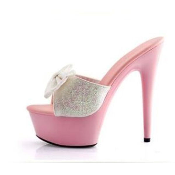 

new leather 2021 slippers women 15 centimeters super high heel stiletto d-proofing water high-heel women's py8y, Black