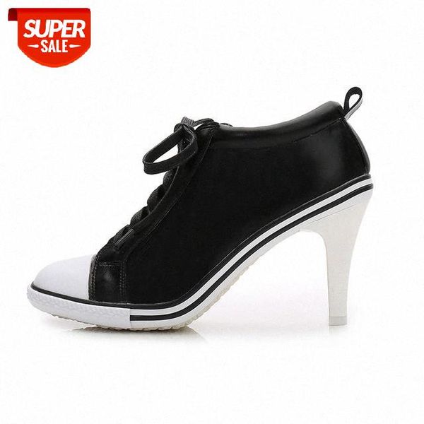

2020 new women's shoes boots high heels 6-8cm female pumps lady's boots ankle lace-up thick heel and thin heels shoes size 34-40 #, Black