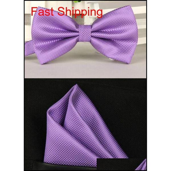 

silk solid business bowtie men vintage purple black yellow silver wedding bow tie pocket square handk qylvyc queen66, Blue;white
