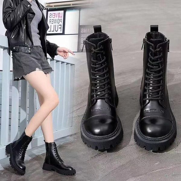 

boots boots, women's leather fashion medium tube knights' thick soled and, Black