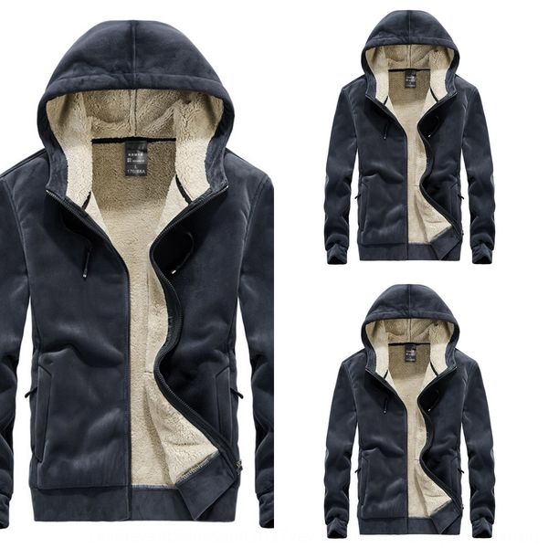 

winter coat sweater sweater fashion brand hooded plush casual men's wear long sleeve coat men's fashion za42z, Black
