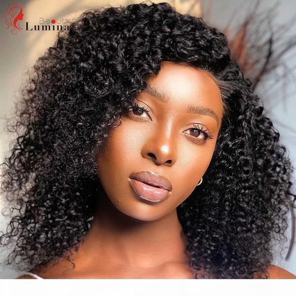

jerry curly human hair wigs peruvian hair wig 180% density 13x4 remy short wig bob for black women curly lace front wigs, Black;brown