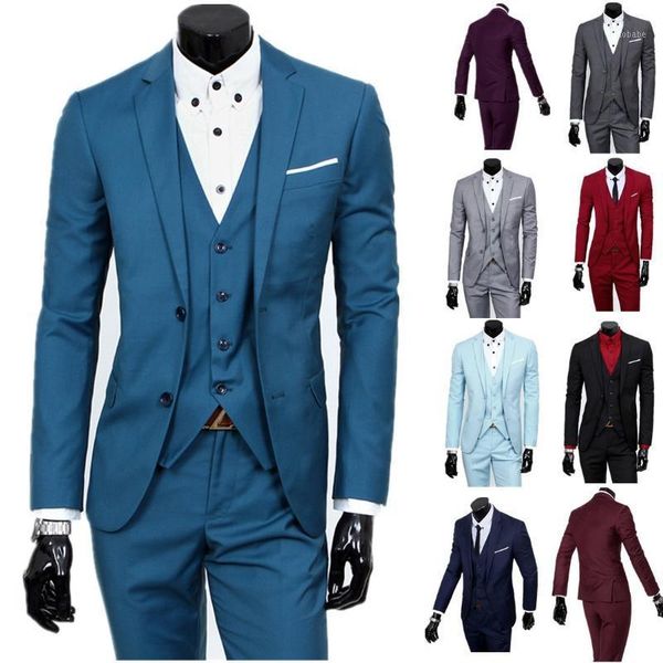 

suit men men's two-button business casual three-piece suits1, White;black