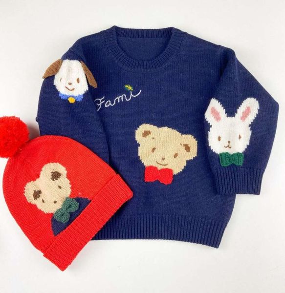 

in dy seri one week small three head animal boys and girls sweater, Blue