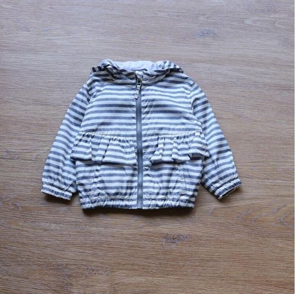 

girls spring coat hooded striped zipper toddler baby outfit kids coats girls clothing bouqiques children outerwear fashion1, Blue;gray