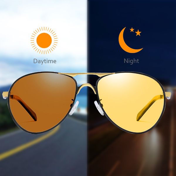 

aviation men sunglasses polarized driving fishing pchromic day night vision goggle pilot glasses women uv400, White;black