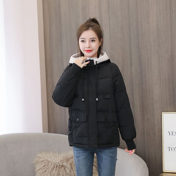 

2021 newhooded short jacket for women style female winter thick plus size cotton padded women's coats 29gj, Black;brown