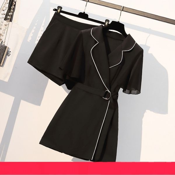

simple fashion temperament dress coatcoat coat contrast color stitching chiffon mid-length split suit jacket dress shorts suit for women i8m, Gray