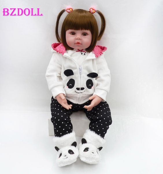 

bzdoll silicone reborn baby doll 19" 48cm cloth body babies dolls panda bebe realista fashion doll newborn lifelike 1011