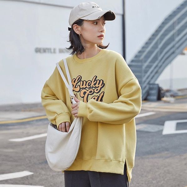 

autumn 2020 new koreanstyle women's all-around plush loose and versatile sweater sweater cartoon print fashion tvci7, Black