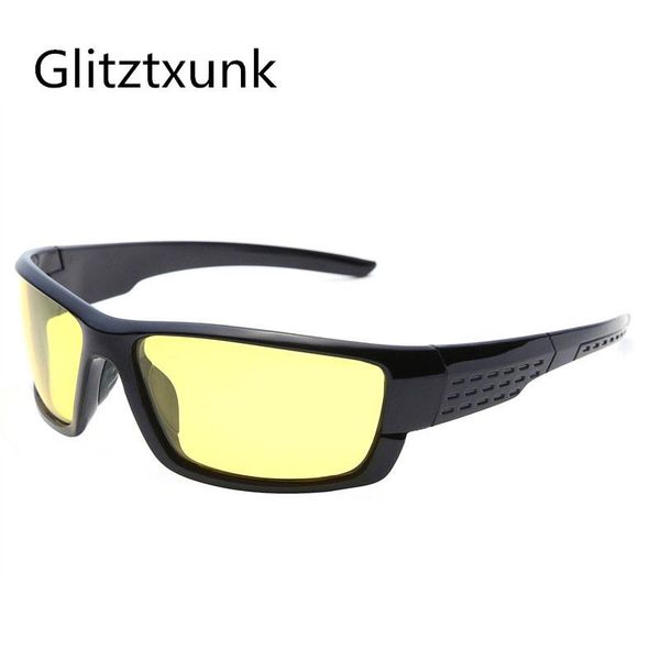

glitztxunk polarized sunglasses men night vision night sport sun glasses brand designer driving enhanced light anti-glare uv400, White;black