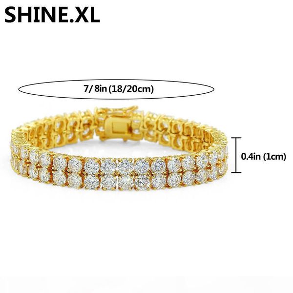 

круглый нарезной теннисный браслет 10 мм циркония трехместный замок хипшоп ювелирные изделия 2 ряд кубический роскошный кристалл cz мужчины, Black