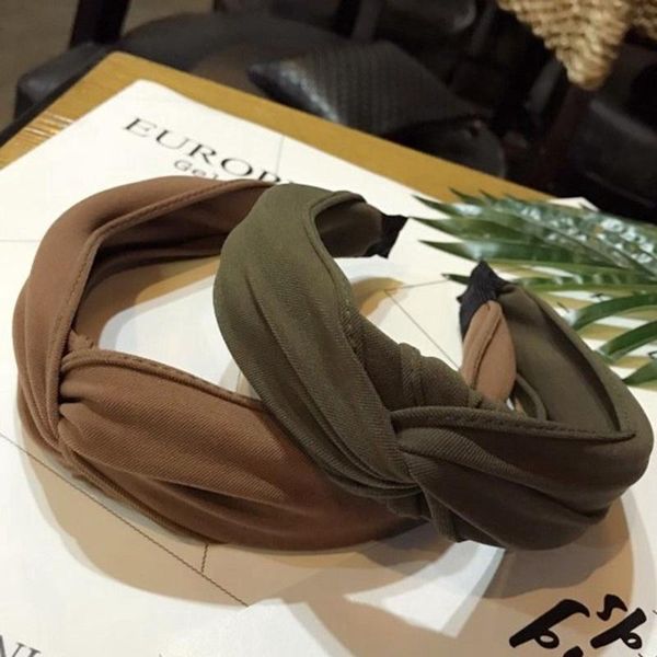 

solid color cross bow knotted headband for women korean chiffon twist hairband headwrap wide hair hoop hair accessories q bbyqfl