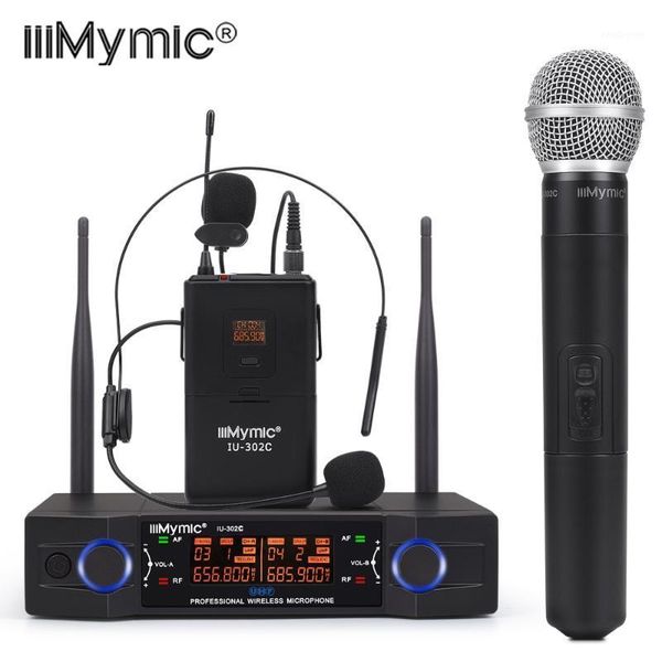 

microphones ii-302 series uhf dual channel wireless mic set handheld/bodypack for home/company/show auto easy using1