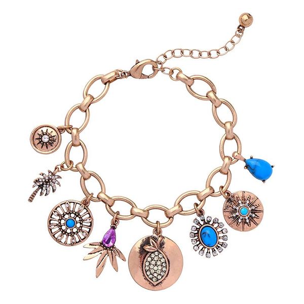 

antique gold color crystal circle round pendant tassel bracelet for women vintage bracelet & bangle fashion jewelry, Golden;silver