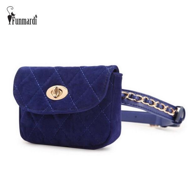 

FUNMARDI New Vintage Women Waist Bags Casual Fashion Velvet Fanny Packs Simple Design Belt Bags Trendy Luxury Lock Bag WLAM0068