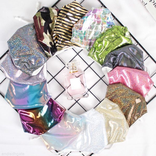 

designer face mask bling 3d washable reusable mask pm2.5 face care shield sun color gold elbow shiny face cover anti-dust mouth mask