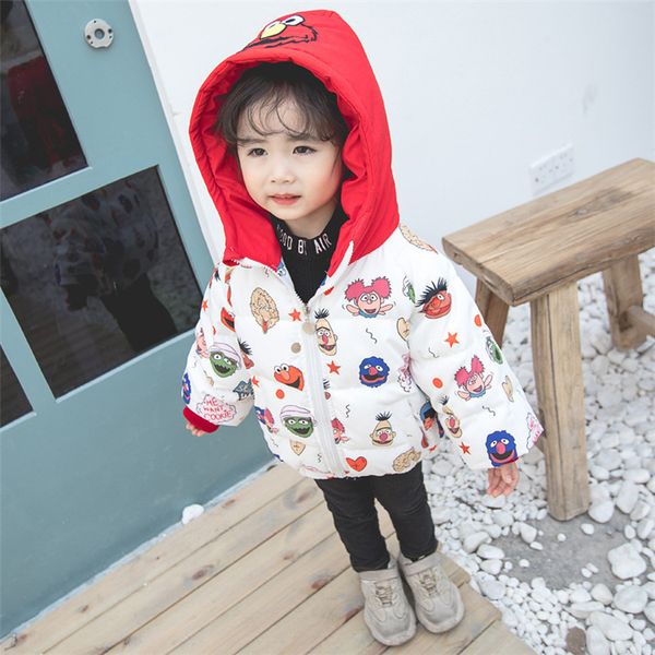 

children sesame street cartoon cotton padded clothes boys and girls baby bread superman thickened imitation down jacket warm coat, Blue;gray