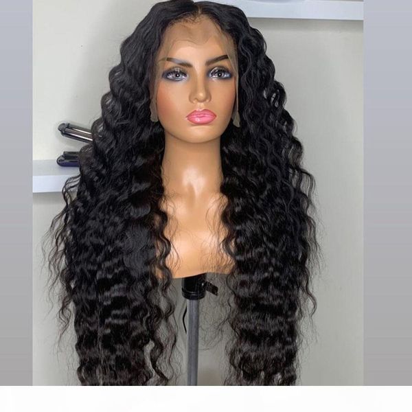 

26inches 180density deep wave silk full lace human hair wigs indian pre plucked 360 lace frontal wigs for black women