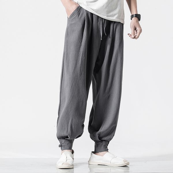 

2021 new chinese style spring men's pants hip hop fashions street wear harem trouers elrm, Black
