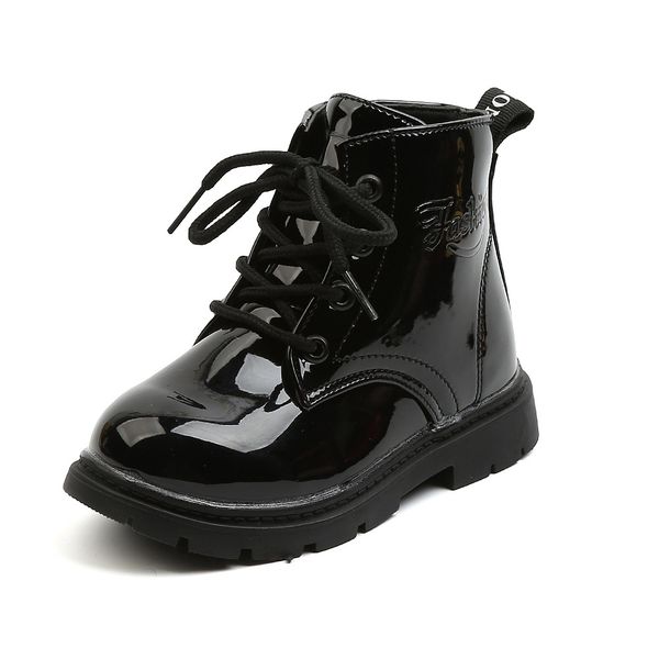 

news children shoes boots for children boots for girl pu leather waterproof winter kids snow shoes girls boots, Black
