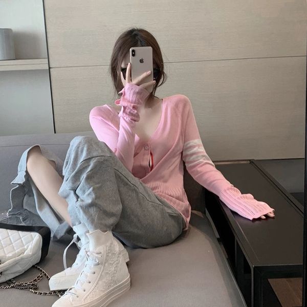 

vdeqq early thin new coat mature women's light sun style with pink autumn long sleeve style proof knitted cardigan coat autumn 8kuf3, White;black