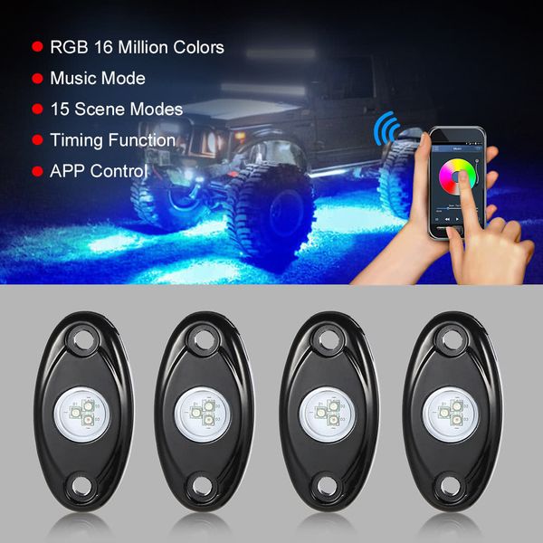 

4pcs 12v rgb led rock lights for jeep off road suv truck