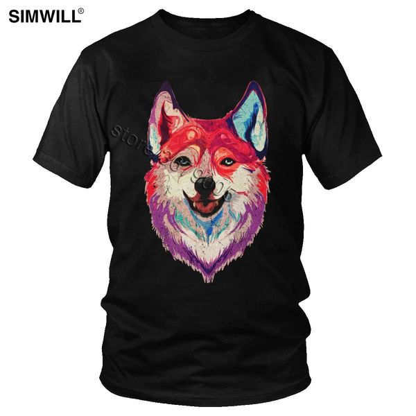 

sport men's retro happy husky t shirt streetwear vintage color print siberian husky tshirt short sleeves cotton graphic tee summer top