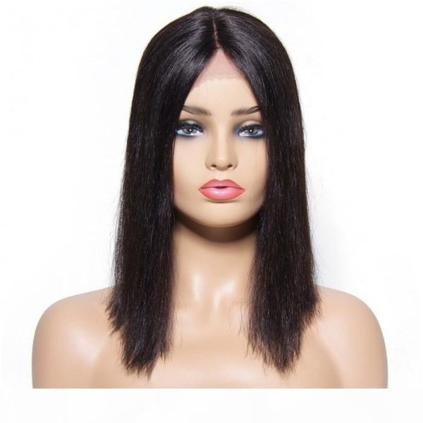 

tkwig for hair series brazilian virgin human hair straight bob full lace human hair black women, Black;brown