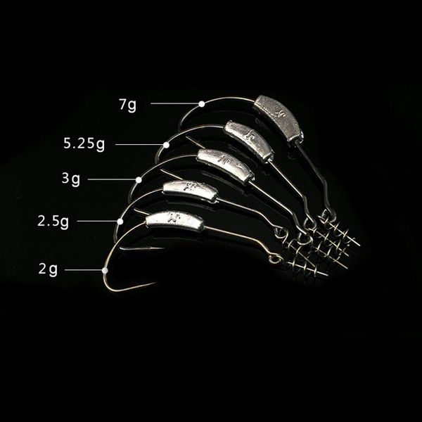 

5шт / серия колючая lead крюк 2g / 2.5g / 3g / 5,25 г / 7г offset рыболовный крючок рыбы крючки, пригодный для texas rigs рыболовные снасти