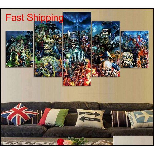 

5 piece print poster iron maiden band paintings on canvas wall art for home decorations wall decor unique gift wall picture af4h9