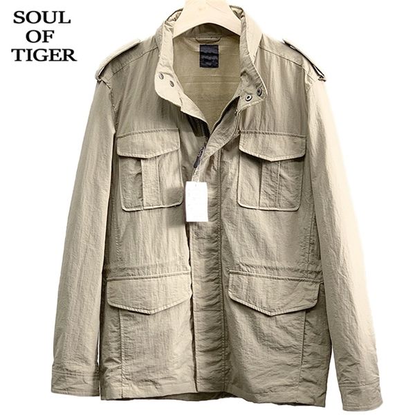 SOUL OF TIGER 2020 moda coreana stile uomo primavera giacche casual uomo vintage cerniera cappotti larghi abiti streetwear taglie forti LJ201013