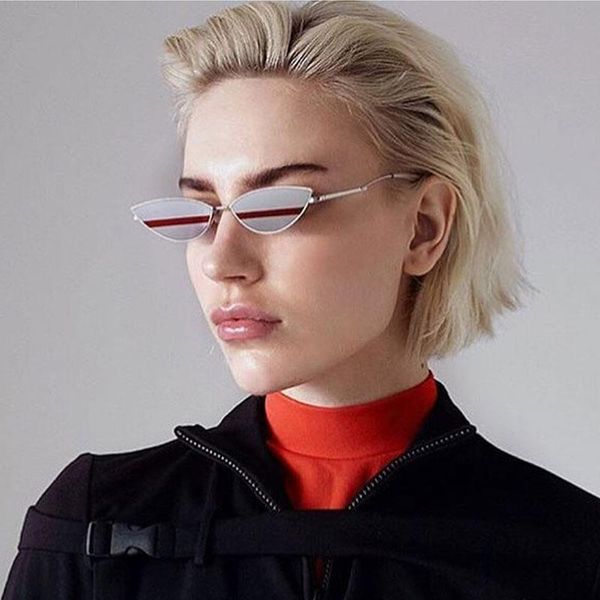 

48000 Small Oval Metal Sunglasses CCSPACE Sexy Cat Eye Women Glasses Brand Glasses Designer Fashion Male Female Shades, White;black