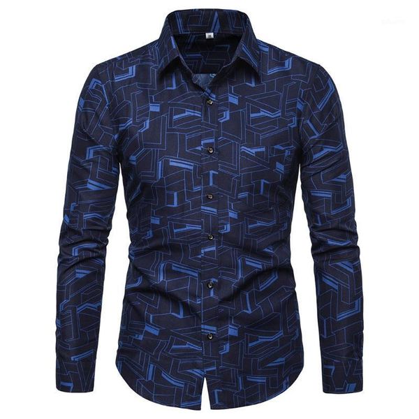 

men's fashion printed long sleeve turn down collar shirts slim comfortable long sleeve business shirt camisa de los hombres#21, White;black