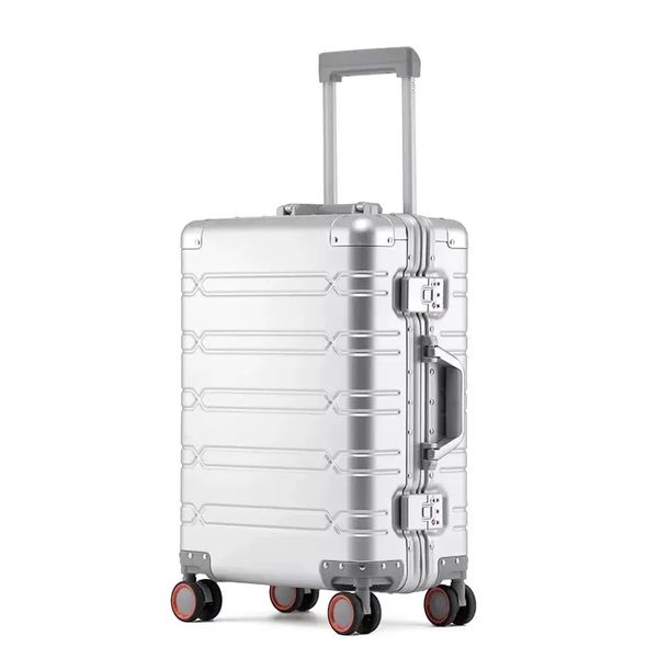 Famoso set di valigie di design Borsa da valigia in pelle di qualità, Ruote universali Carry-Ons, Grid TRAVEL TALE quot Inch Valigia da viaggio in alluminio Valigia Trolley per valigia