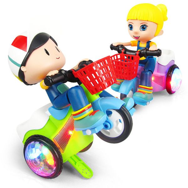 360 graus girating brinquedos carro eléctrico triciclo modelo carro brinquedo com led luz música crianças aniversário presentes de natal lj200930