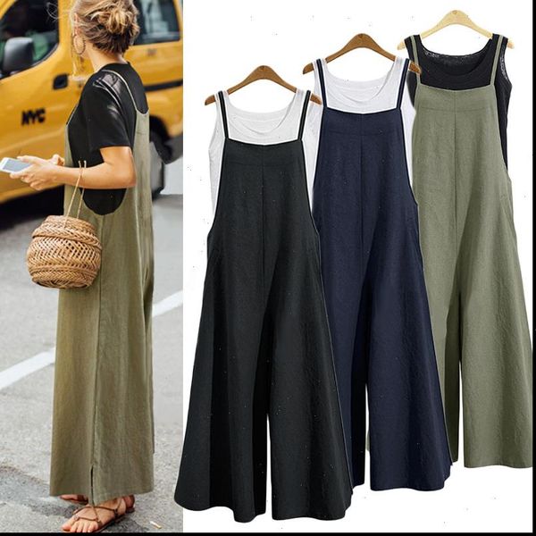 

5xl plus size tracksuit cotton wide leg pants jumpsuits women casual playsuit spaghetti straps rompers dungarees female overalls, Black;white