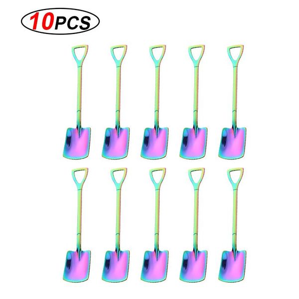 

10pc stainless steel shovel coffee spoon set creative tea spoon shovel dessert spoon christmas gift tableware ice tool h jllckz