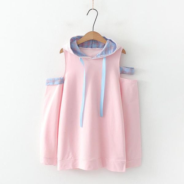 

spring autumn women off shoulder pink hooded sweatshirts long sleeve drawstring pullover femme student girls sweet style hoodies1, Black