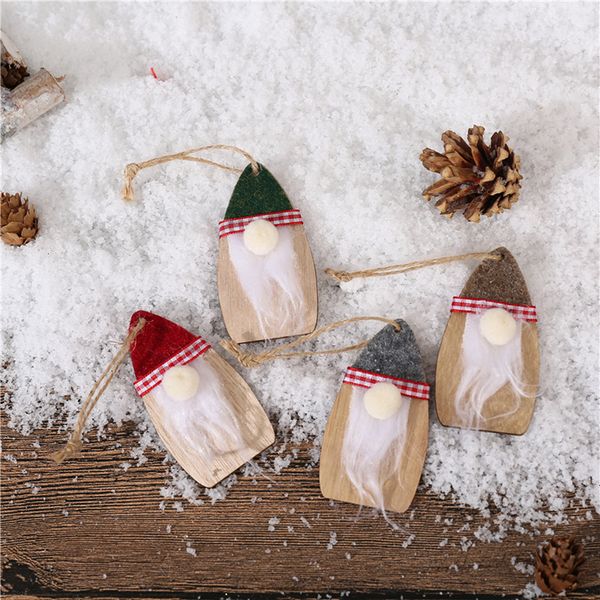 

ornament plaid santa claus wooden christmas tree hanging felt faceless dolls toys kids gifts xmas decorations cyz2758 3ohu