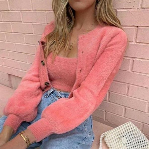 

2021 new arrival womens sweater fluffy jumper long sleeve slash neck ladies warm autumn winter pullover 2 color pink green, White;black