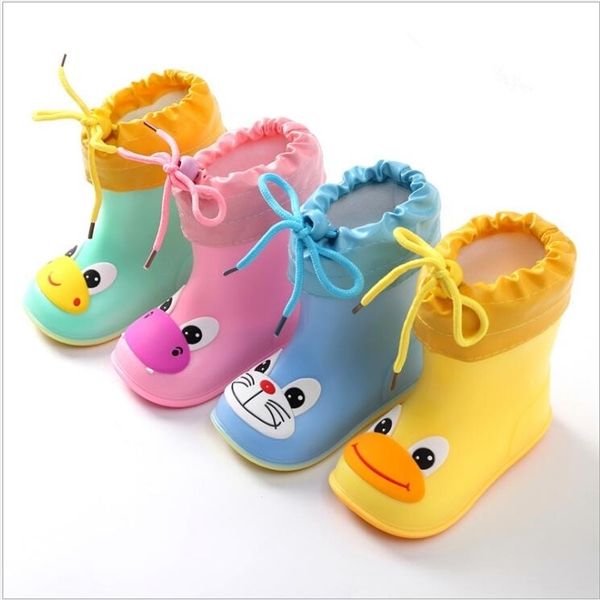 

new fashion classic pvc rubber kids baby cartoon children' water shoes waterproof rain boots c1005, Black;grey