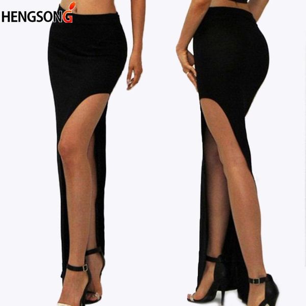 

2021 new spring summer women bodycon skirts side split ladies long skirts female party pencil 5 colors, Black