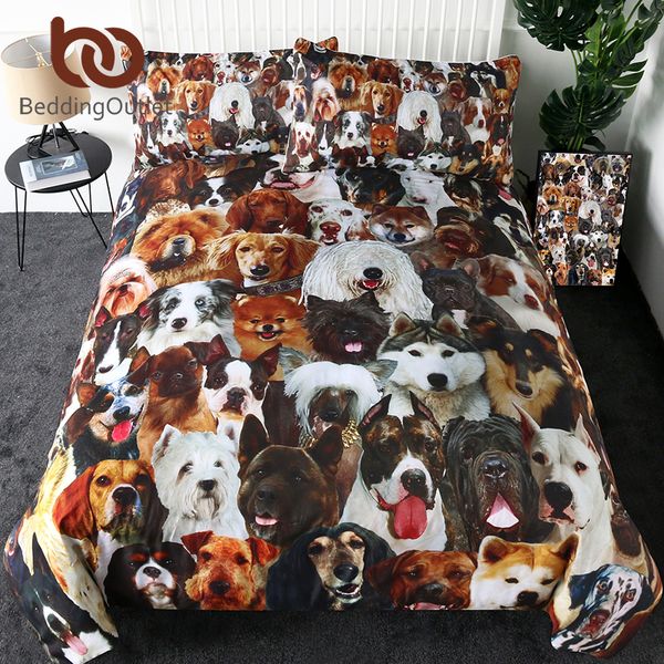 

beddingoutlet 3d dog bedding set kids duvet cover set pet husky bulldog home textiles 3-piece animal brown bedclothes wholesale 1012